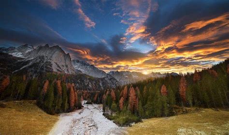 Nature Landscape Fall Forest Sunset Mountain