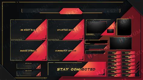 Royalty Red And Black Twitch Overlay Animated Package Hexeum