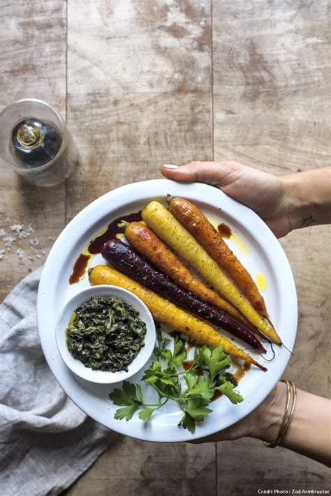 Carottes caramélisées au vinaigre balsamique sauce aux épinards