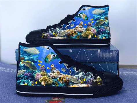 Aquarium Shoes Fish Converse Style Shoes Ocean Fan T Etsy