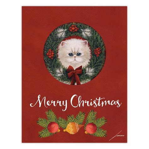 This christmas card features an illustration done with an oil paint style of a black and white cat gazing up at the snow falling down with christmas lights blurred in the background. Cat Christmas Die-Cut 3D Ornament Christmas Cards (8 pack ...