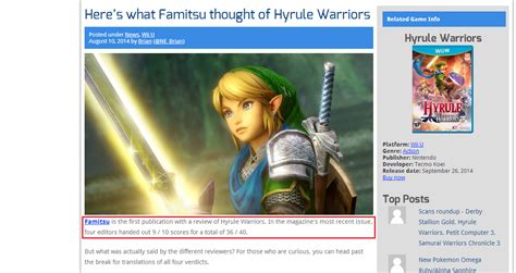 Famitsus Review Of Hyrule Warriors Its Very Positive The Legend