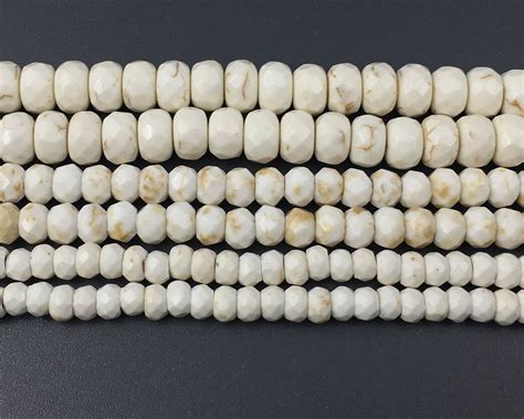 Ivory White Howlite Turquoise Beads Gemstone Beads Rondelle Etsy