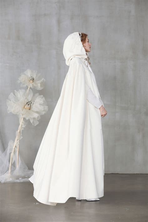 White Wool Cloak Maxi Wedding Cloak Hooded Cloak White Etsy