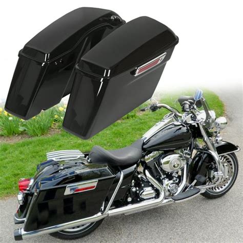 Vivid Black Hard Saddle Bags Saddlebags For Harley Road King Glide Flht 93 13