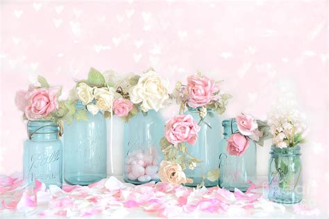 Maybe you would like to learn more about one of these? Dreamy Shabby Chic Pink White Roses - Vintage Aqua Teal ...
