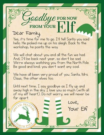 Free Elf On The Shelf Goodbye Letter Printable Mrs Merry