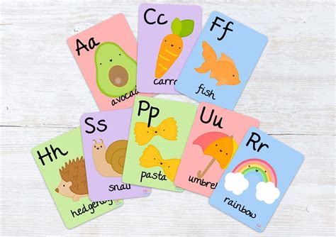 Colourful Alphabet Flashcards For Children Printable Pdf Etsy