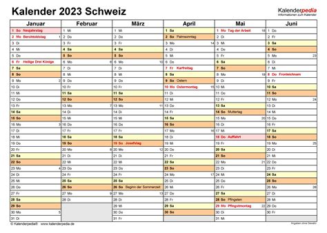 Kalender 2023 Schweiz Zum Ausdrucken Als Pdf