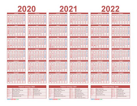 2020 Calendar 2021 Printable With Holidays Free Letter Templates