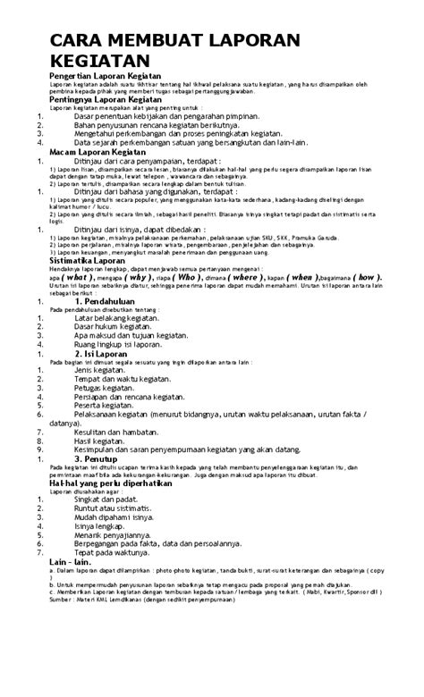 Doc Cara Membuat Laporan Kegiatan Amiril Spd