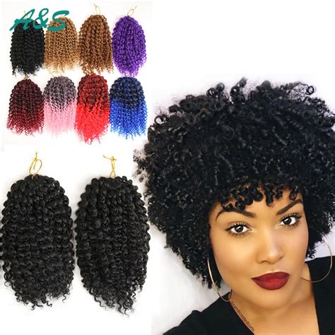 8 Short Afro Kinky Curly Hair Extension Crochet Braids Ombre Braiding
