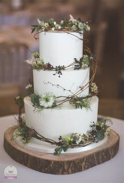 Rustic Buttercream Flowers And Willow Wedding Cake Floral Wedding