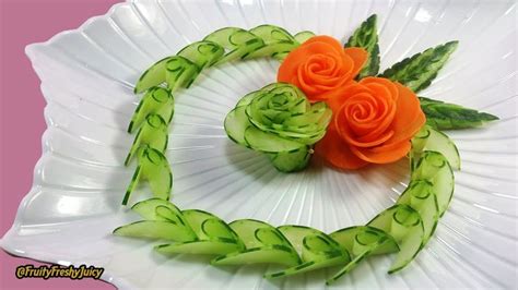 Artistic Cucumber Carrot Rose Carving And Design From Vegetable Into
