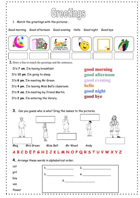 Greetings Worksheet For Grade 1