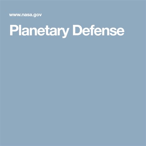 Planetary Defense Planetary Planetary Science Defense