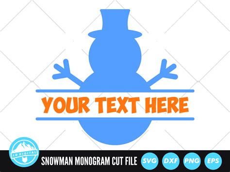 Christmas Snowman Monogram Svg Snowman Split Name Frame Cut File By