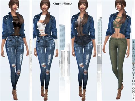 The Sims Resource Denim Women Jacket With Different Tops By Sims House