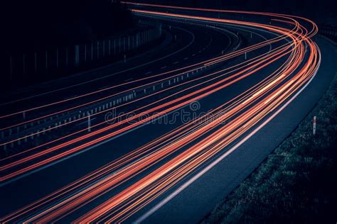 Abstract Red Car Lights At Night Long Exposure Stock Photo Image Of