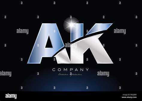 Alphabet Letter Ak A K Logo Design With Metal Blue Color Suitable For A
