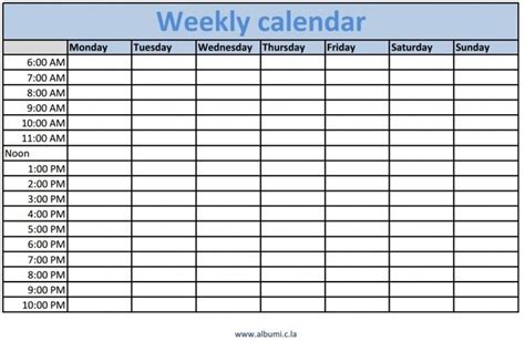One Week Blank Calendar With Times Free Printable Yahoo Image Search