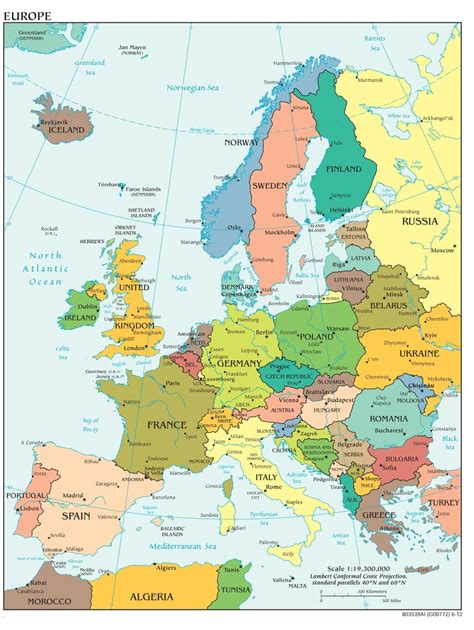 Europe Map Political Peel And Stick Removable Wall Decal Contemporary