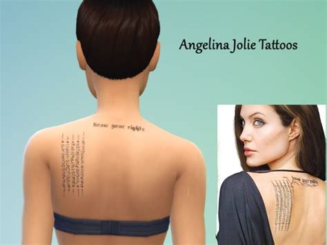 Angelina Jolie Back Tattoos Found In Tsr Category Sims 4 Female