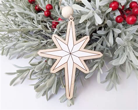 Bethlehem Star Ornament Wood Moravian Star Ornament Wooden T Tag