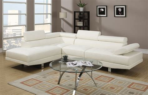 White Sectional Sofas Intended For Newest Amazon Poundex 2 Pieces Faux Leather Sectional Right Chaise 