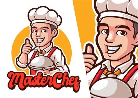 Master Chef Mascot Cartoon Logo Man Character Profession Logo