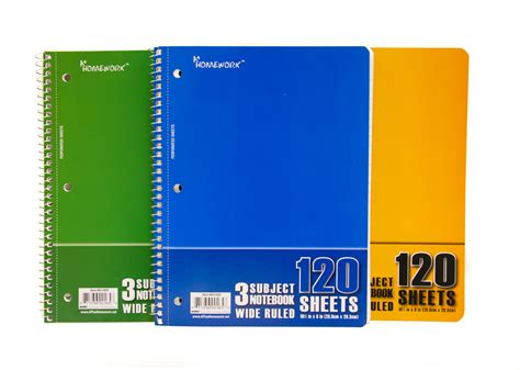 Wholesale 3 Subject Notebooks Spiral Bound 120 Sheets Dollardays