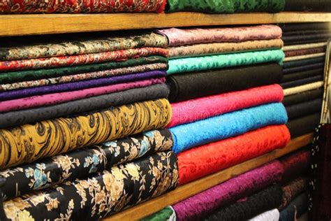 Turkish Textile Sale At The Grand Bazaar In Istanbul Turkey Stock
