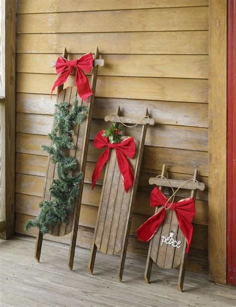 Decorative Wooden Sled Farmhouse Holiday Decor Christmas Porch Decor