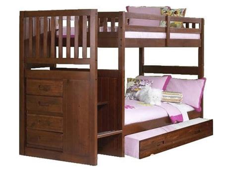 Layla Merlot Bunk Bed With Stairs And Trundle
