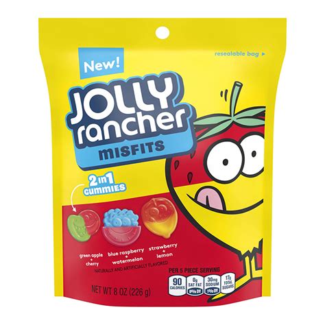 Jolly Rancher Misfits 2 In 1 Gummies Resealable Pouch Bag 8oz 226g