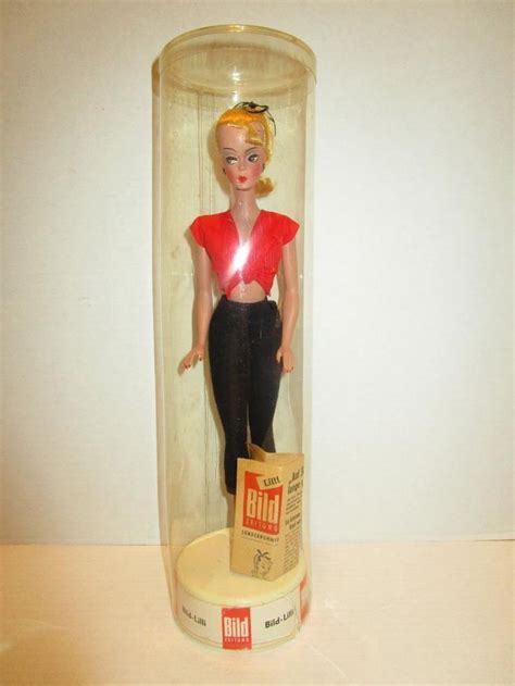 Very Rare Htf Vintage 1950s German Bild Lilli 11 12 Doll In Clear Tube Stand Ebay Vintage