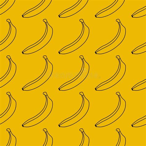 Trendy Banana Seamless Pattern On Yellow Background Black And Yellow