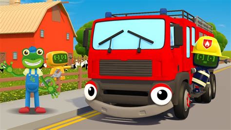 The wheels on the firetruck go fast, fast, fast, whenever there's a fire! Fiona Fire Truck Song | Kids Songs | Gecko's Garage - YouTube