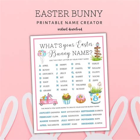 Easter Bunny Name Printable Printable Easter Activity For Etsy
