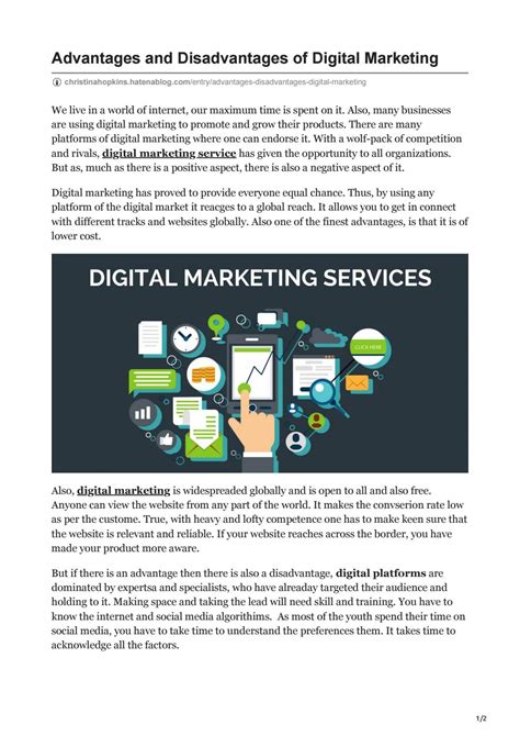 Advantages And Disadvantages Of Digital Marketing By Christina Hopkins