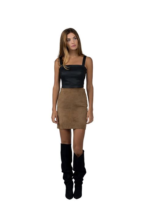 Soft Suede Leather Skirt Nude Beige Straight Cut Mini Skirt Etsy