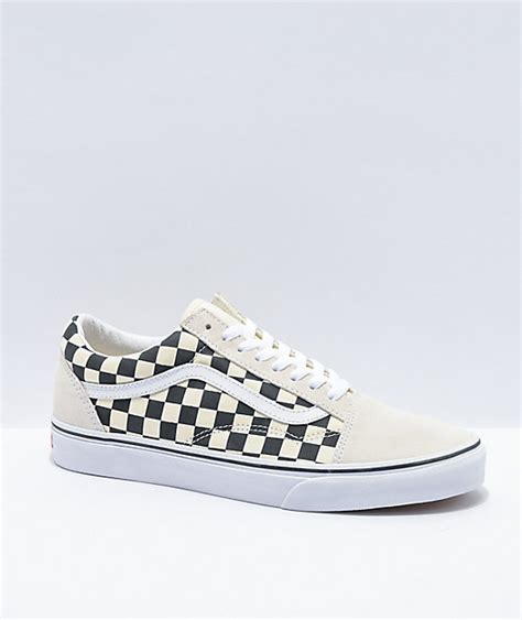 Vans Old Skool Checkerboard White Skate Shoes