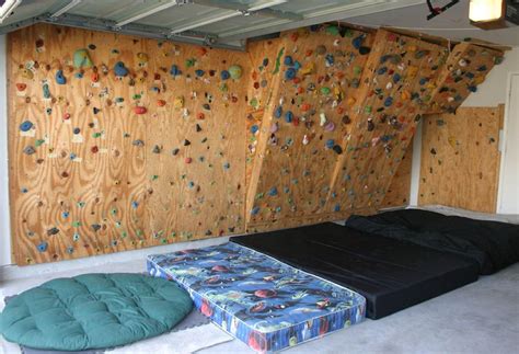 The Hahn S Homebuilt Climbing Wall In Our Garage Indoor Climbing Wall Outdoor Climbing