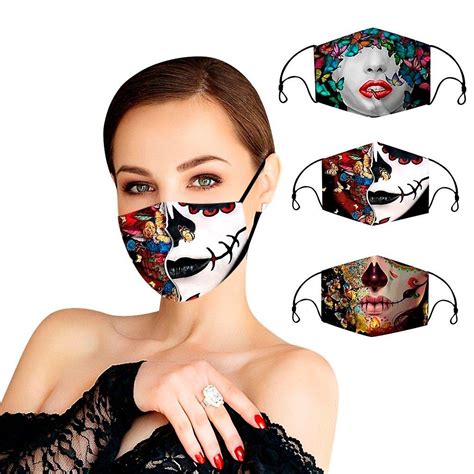 Fashion Fabric Masks Skull Print Mouth Washable Soft Reuse Face Mask