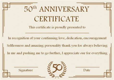 Wedding Anniversary Certificate Template