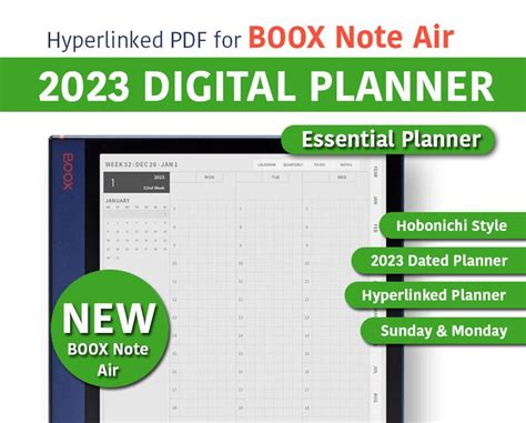 Boox Note Air Templates 2023 Digital Planner Weekly Daily Etsy