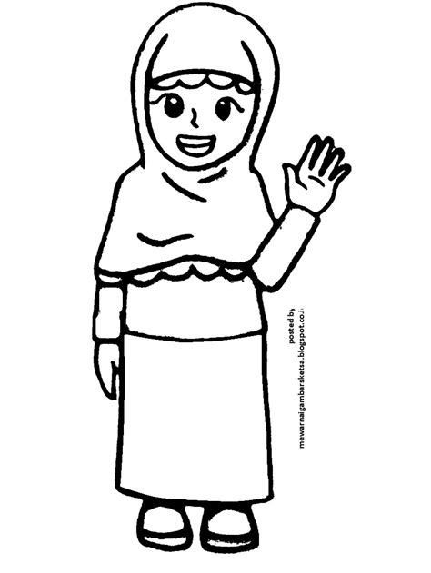 Mewarnai Gambar Mewarnai Gambar Sketsa Kartun Anak Muslimah 1 Riset