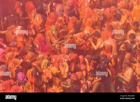 Holi Festival In India At Mathura In 2018 Stock Photo Alamy