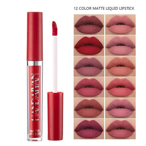 12colors Matte Lipstick Red Velvet Liquid Lipgloss Tattoo Long Lasting