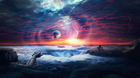 Heaven Sunset Sea Airballons Wallpapers Hd Wallpapers Id 14828